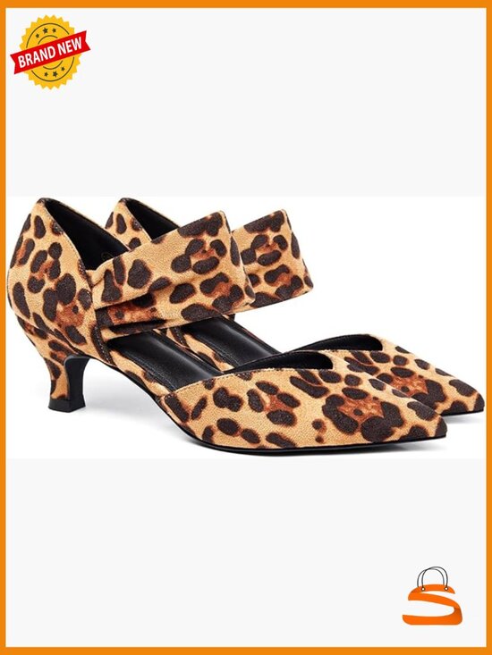 Shoes - Low Kitten Heel Dress Shoes Pointed Toe Ankle Strap Cutout Party Pumps